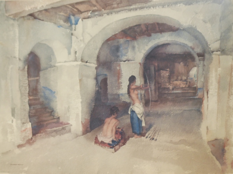 Sir William Russell Flint (1880-1969), pencil signed colour print, ‘The Unseen Target’, published 1966 by Frost & Reed, signed in pencil, blindstamped, 48 x 64cm. Condition - good